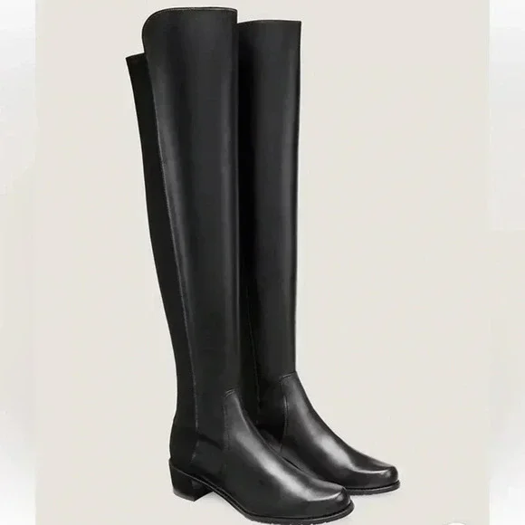 Stuart Weitzman Reserve Black Leather Over the Knee Boots Size - Picture 5 of 12